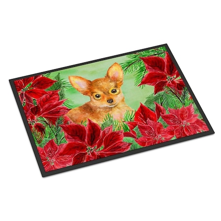 Carolines Treasures Toy Terrier Poinsettas Indoor or Outdoor Mat, 24 x 36 in. CK1369JMAT